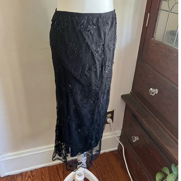 Valerie Separates Skirt Size M Black Mesh Knee Length Hi-Low Straight Women Goth - Picture 4 of 17